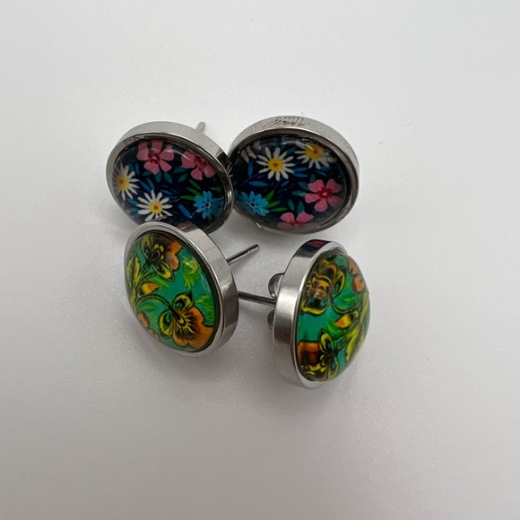 Trendy Colorful Floral  Earring Set  -Stylish Flower Boho Stud Earrings Set - Picture 5 of 11